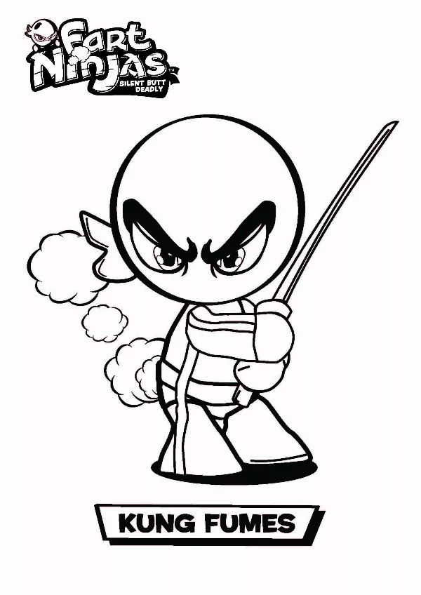 Fart Ninjas Kung Fumes Colouring Sheet